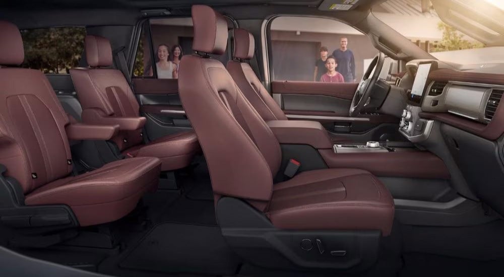 The maroon interior is shown in a 2024 Ford Expedition.