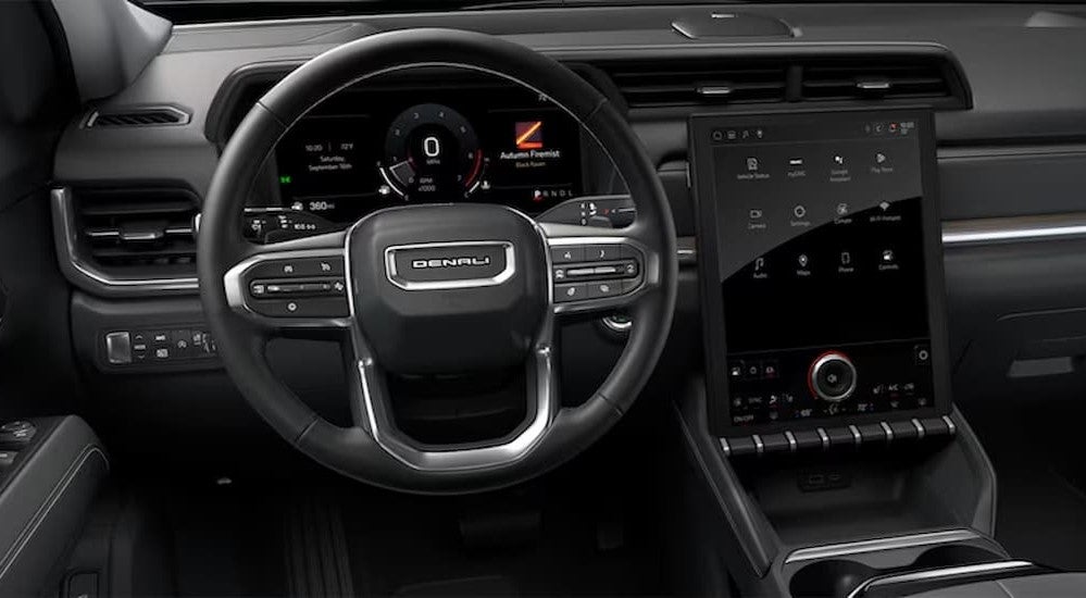 The black dash in a 2026 GMC Terrain Denali.