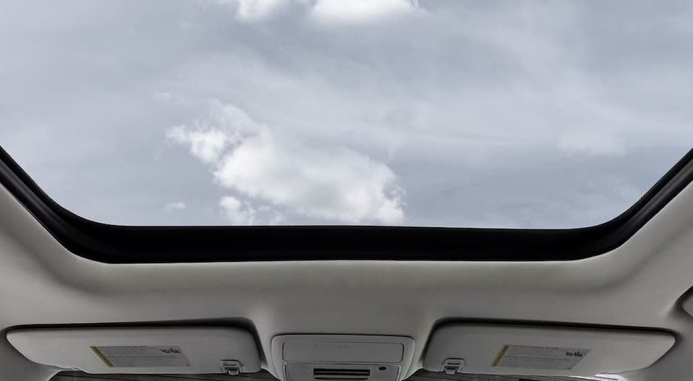 Close-up of the sunroof in a 2026 GMC Terrain for sale.