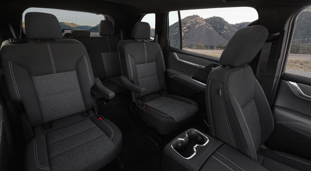 Black rear interior in a 2026 GMC Acadia.