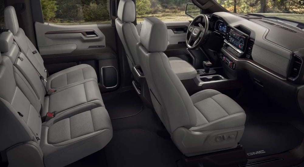 The grey and black interior is shown in a 2024 GMC Sierra 1500.