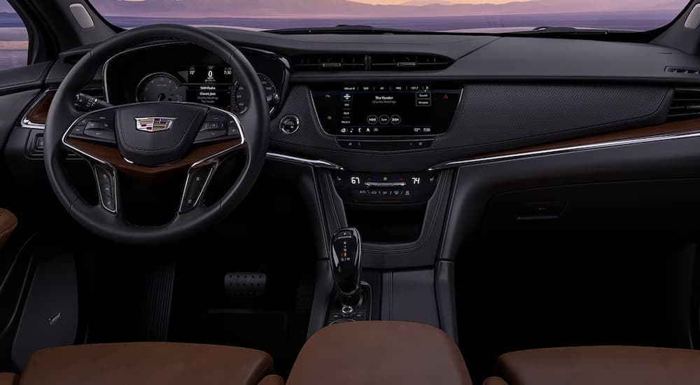 Black interior in a used Cadillac XT6 for sale near Utica.