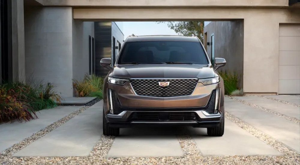 A brown 2020 Cadillac XT6 is shown from the front after viewing a used Cadillac for sale near St. Peter.