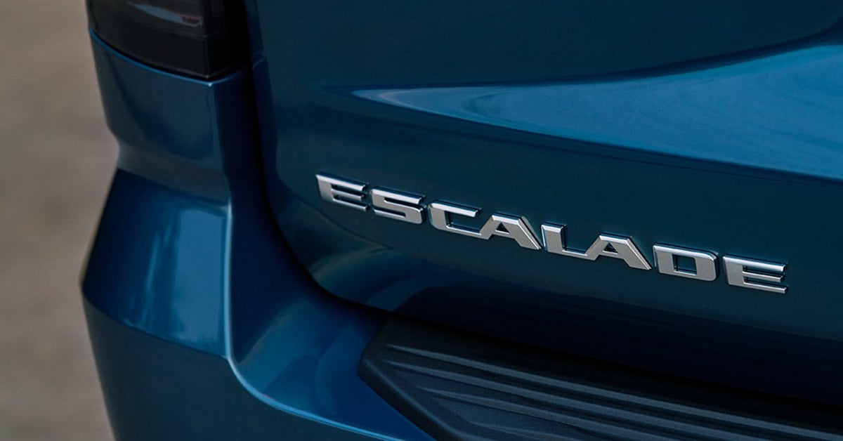 2025 Cadillac Escalade badging on the rear trunk door