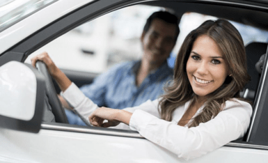 woman in a car