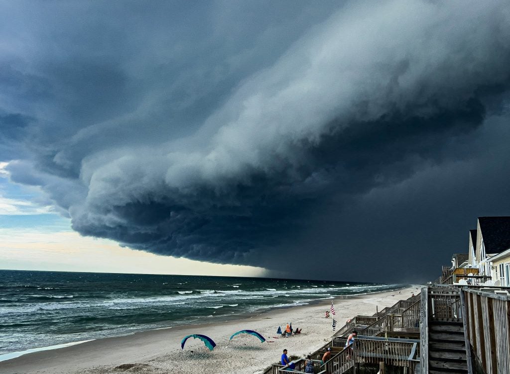 dark clouds of a North Carolina summer storm rolling in at Surf City
