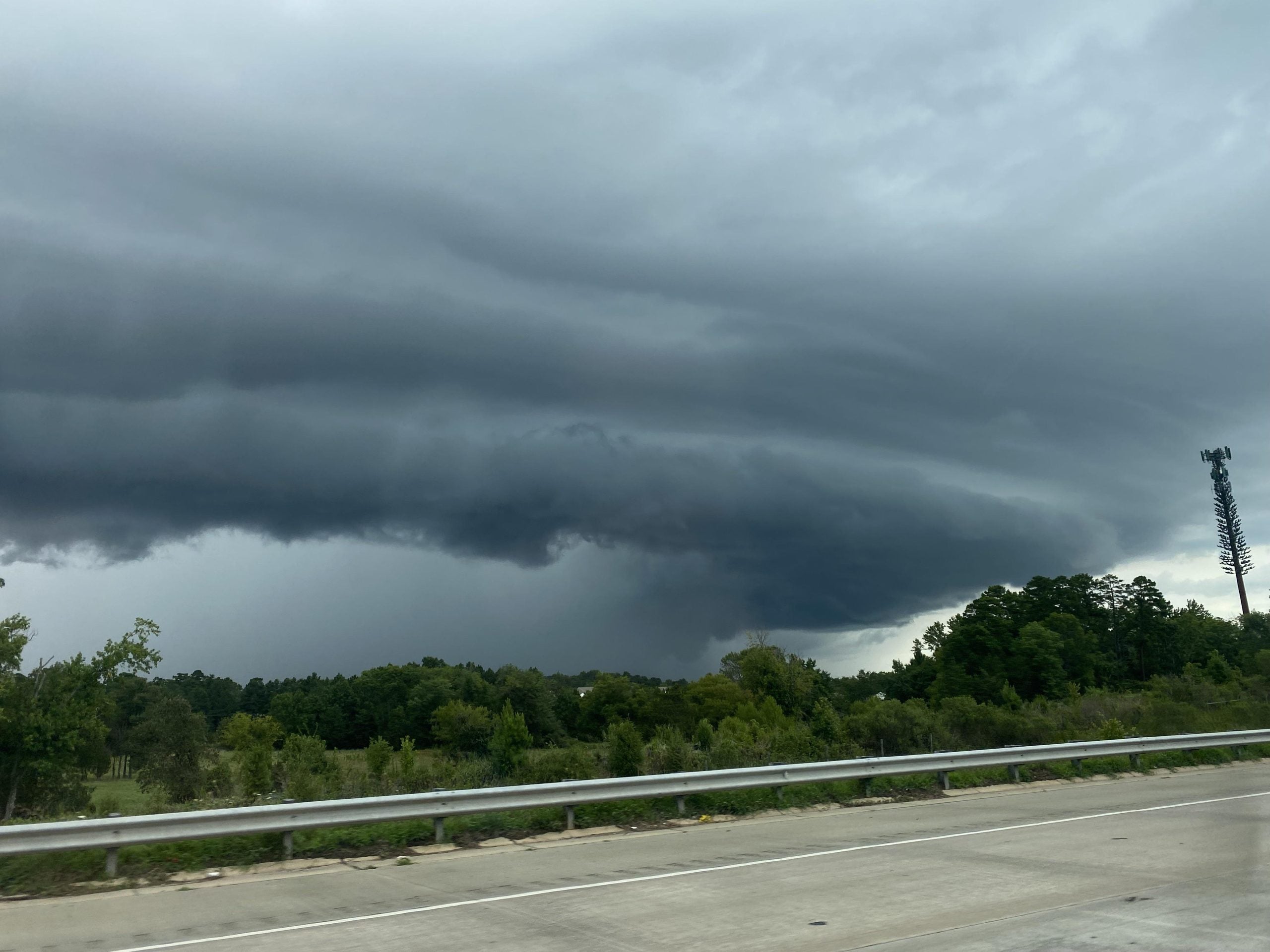 Dark storm clouds from a North Carolina highway
