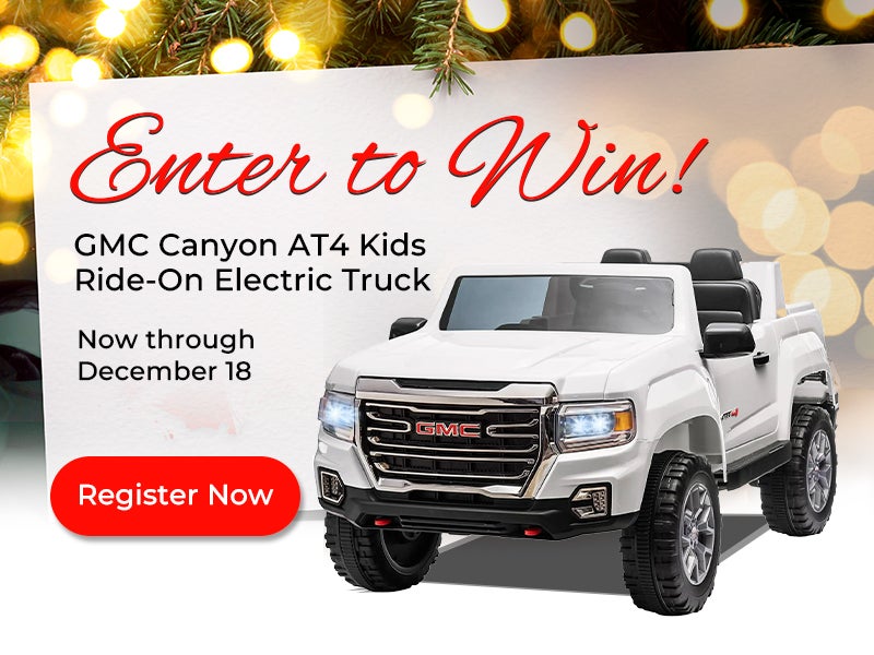 Enter to win a GMC AT4 Ride On Electric Truck! Now through December 18