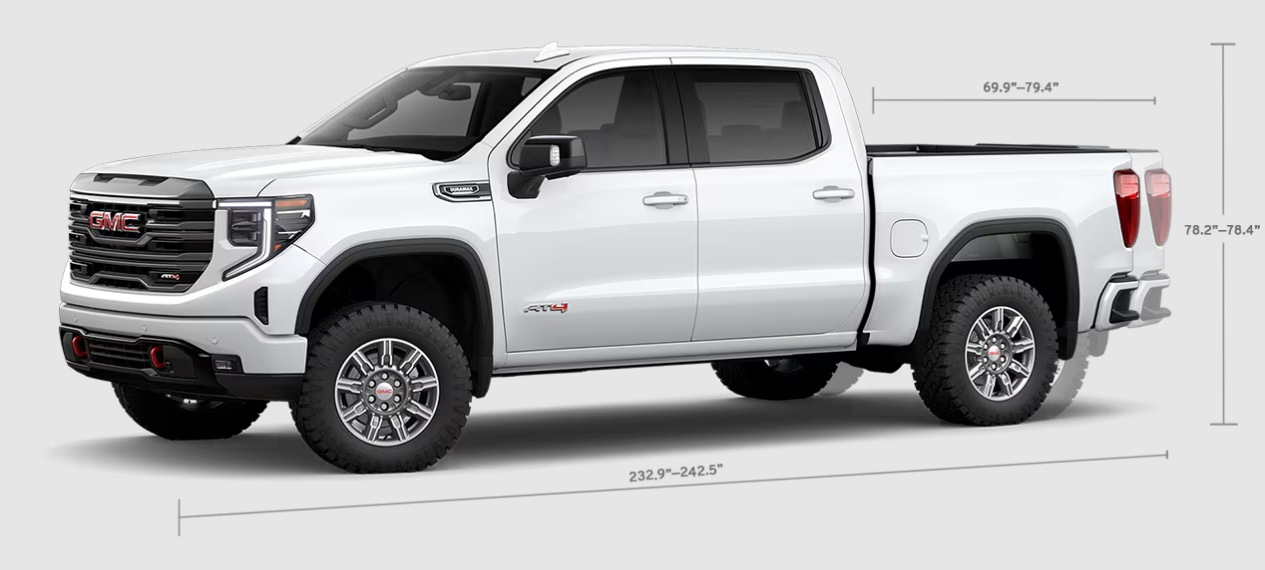 2026 GMC Sierra 1500 AT4 Dimensions measured