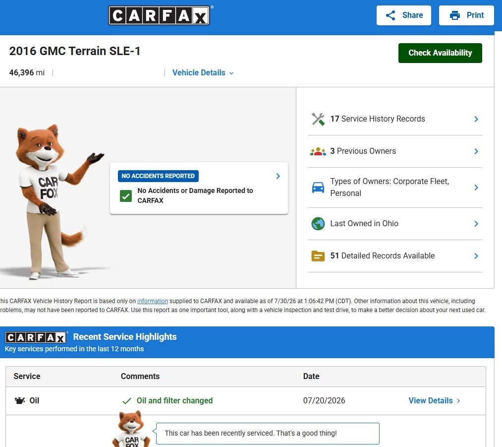Carfax vehicle history reports available at Robert Brogden's Hays GMC