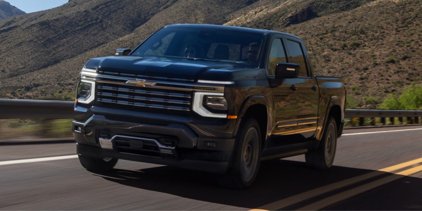 Black 2027 Chevy Silverado 1500 High Country on the road