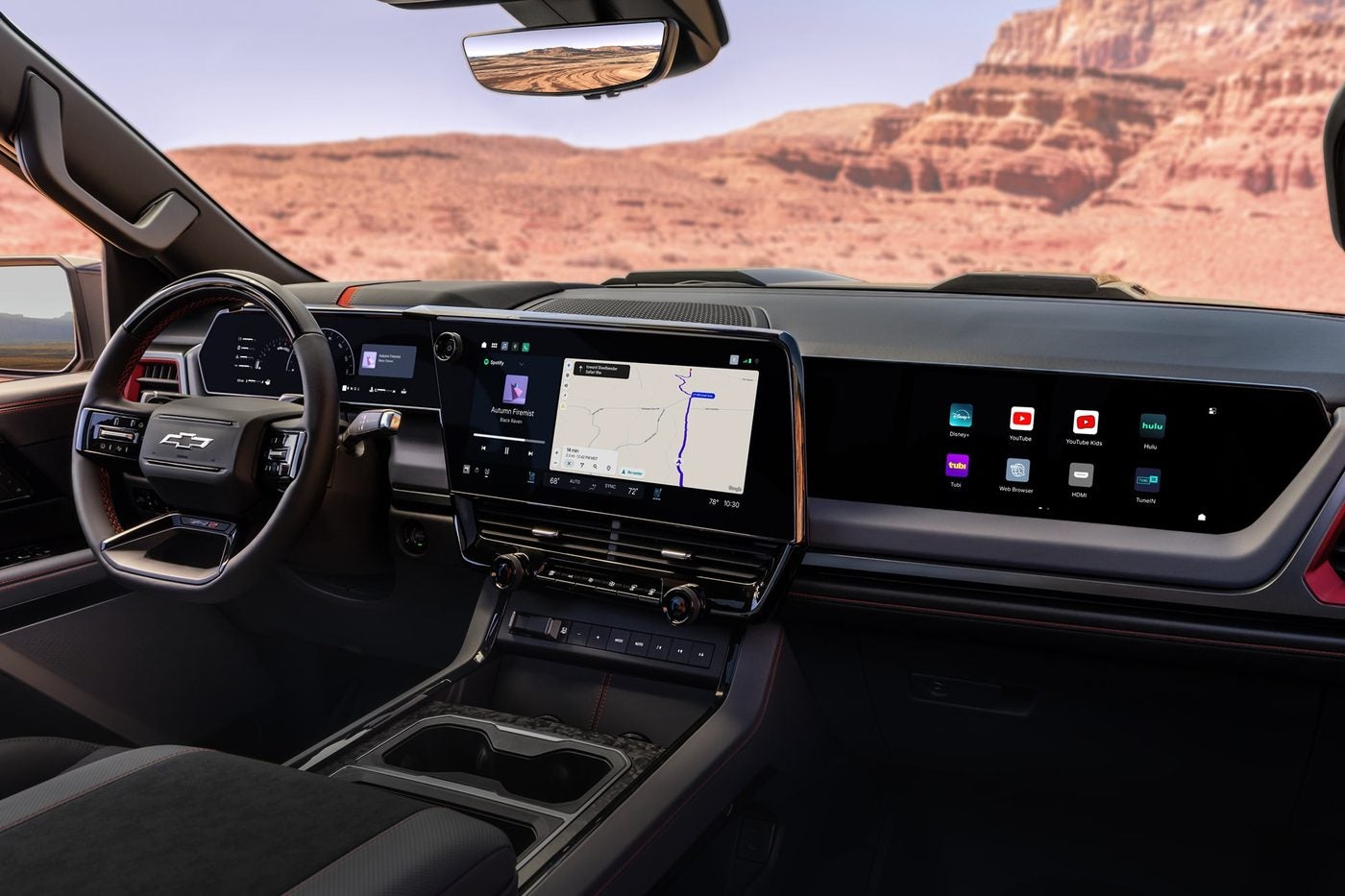 Front row of the 2027 Chevy Silverado 1500 with the 16.3-inch center screen