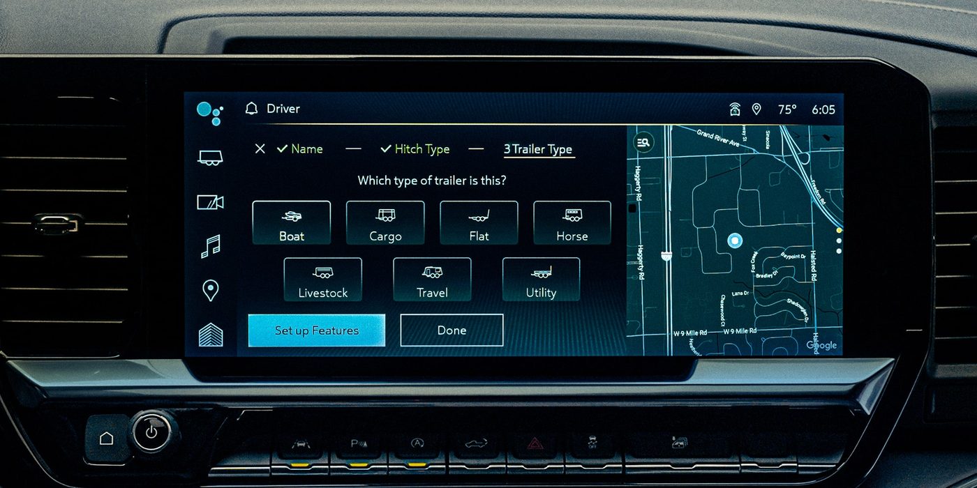 In-Vehicle Trailering App on the 2026 Chevy Silverado HD touch-screen
