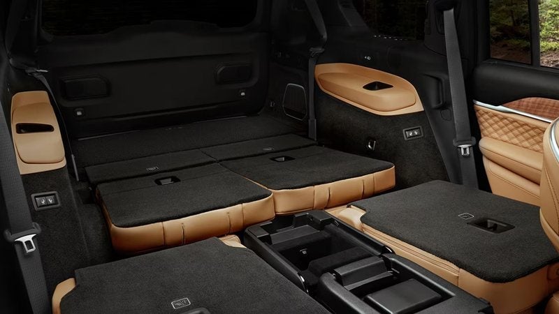 Cargo area of a 2026 Jeep Grand Cherokee L with the second and third rows folded; Grand Cherokee L financing at Ross Downing CDJR in Hammond, LA