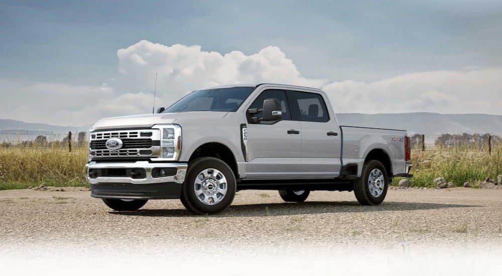 A white 2026 Ford F-250 parked offroad.