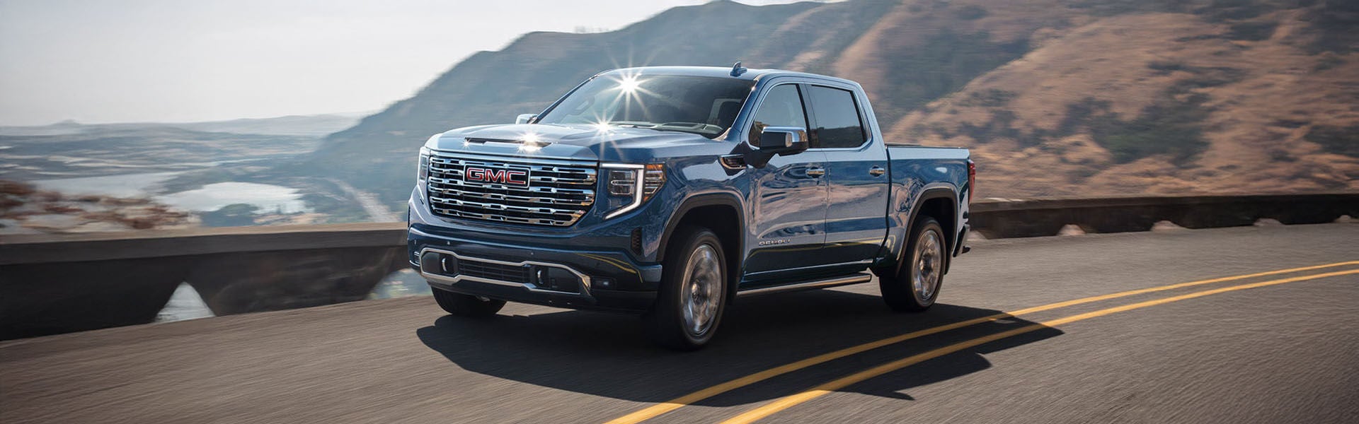 sierra 1500 blue - driving on a scenic road