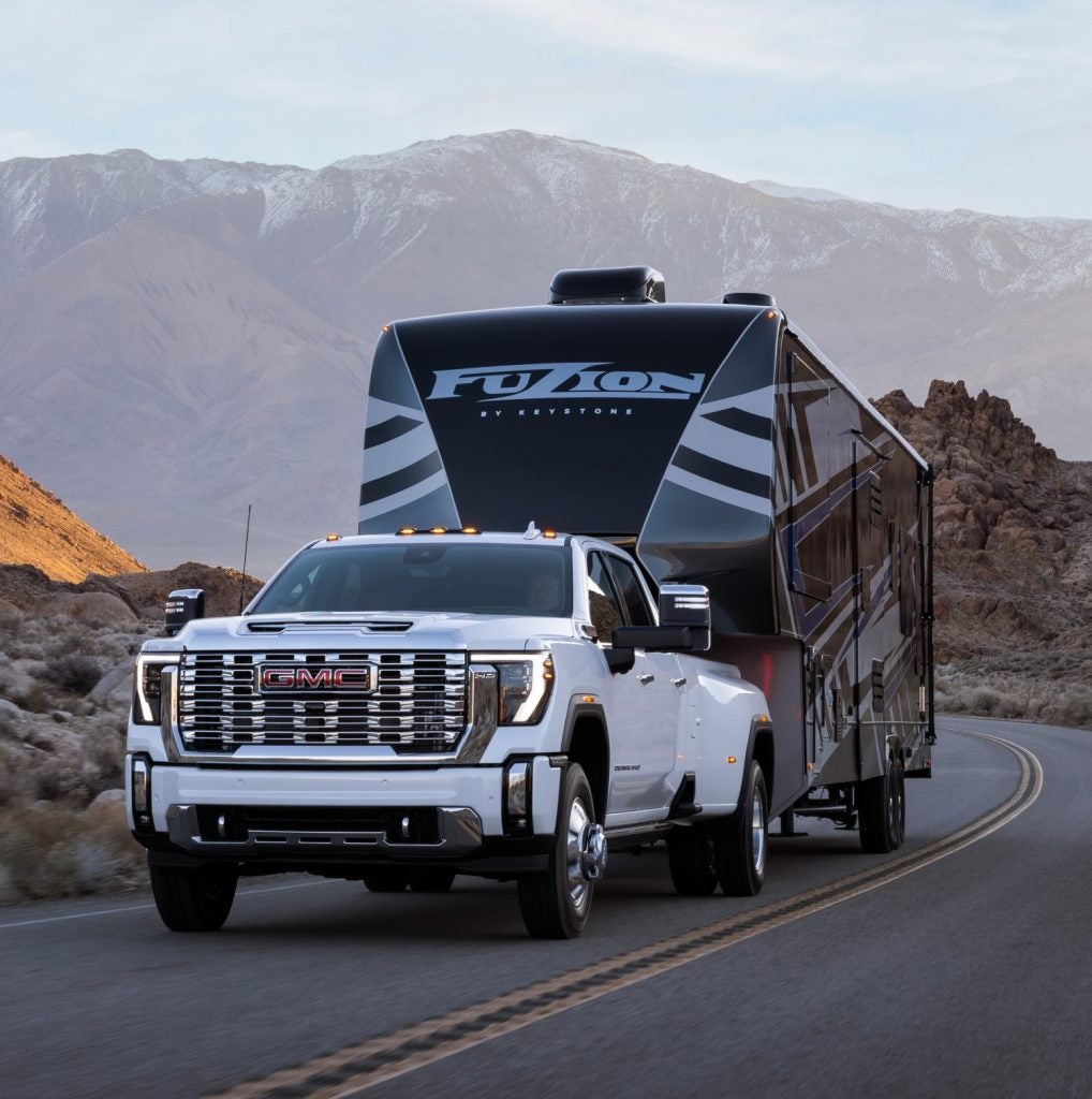 White 2026 GMC Sierra Denali HD Towing/Hauling 5th Wheel Camper/Trailer