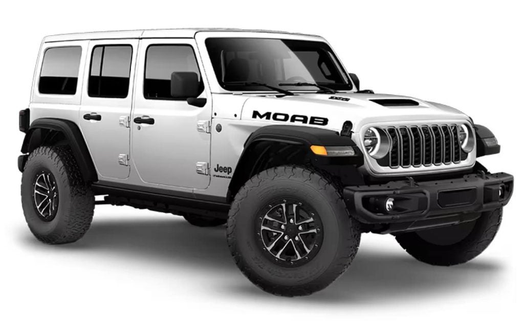 All white Jeep Wrangler MOAB