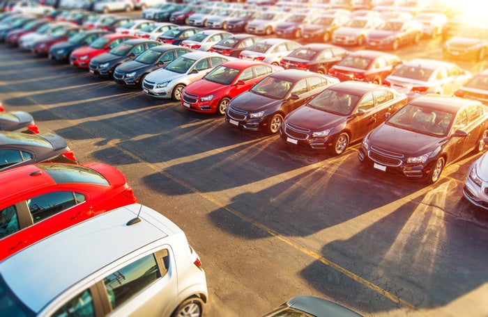 Rows of pre-owned cars in Houston, TX