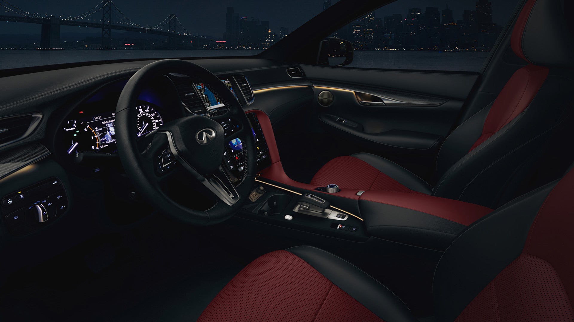 Cabin illuminated with INFINITI ambient lighting