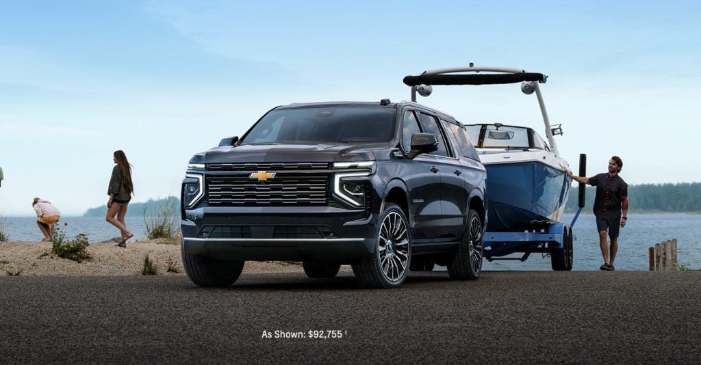 2025 Chevy Suburban towing a boat
