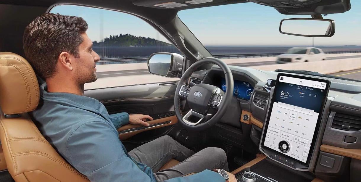 interior cabin of a Ford showing dashboard user interface