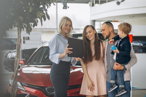 Family at Car Dealership