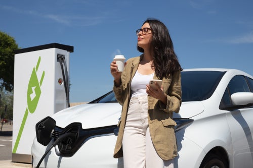 Car at an EV Charging station