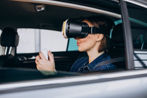 Person using augmented reality glasses