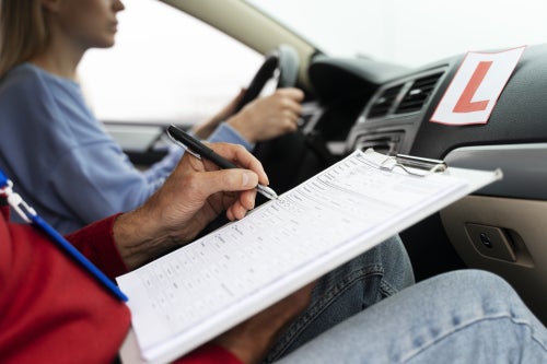 People test driving a car