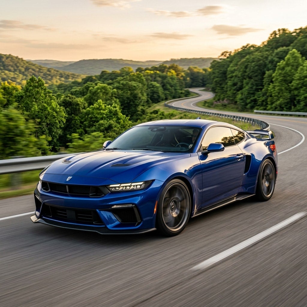 concept 2027 chevy camaro front side angle view on northwest arkansas road