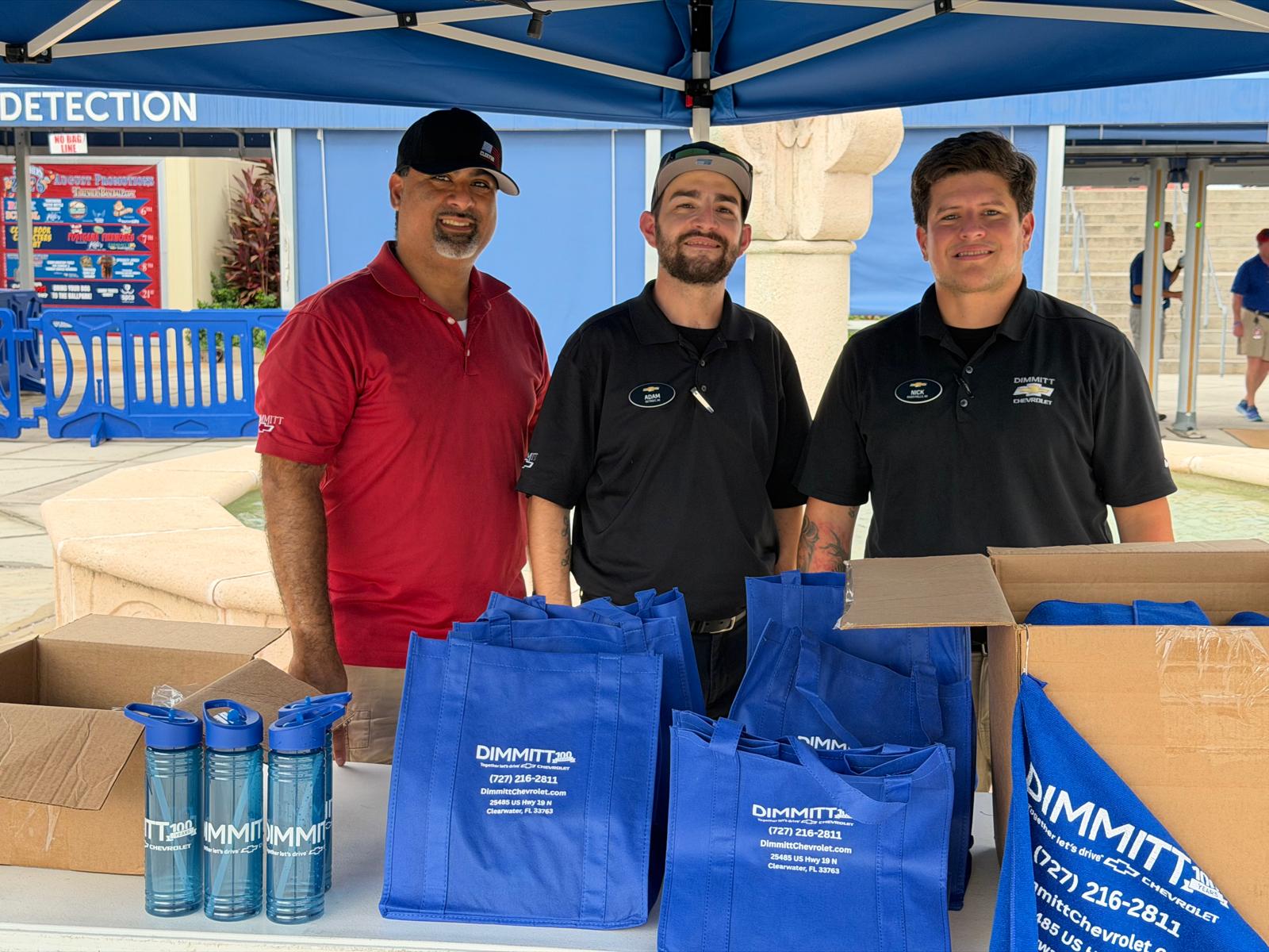 Raheel Syed, Adam Kent and Nick Gutierrez from Dimmitt Chevrolet at the Clearwater Threshers game.