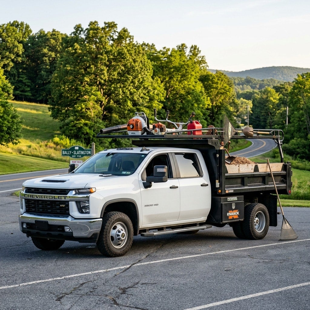 Chevrolet Silverado 3500 HD crew cab truck with a hydraulic landscape dump bed in allentown