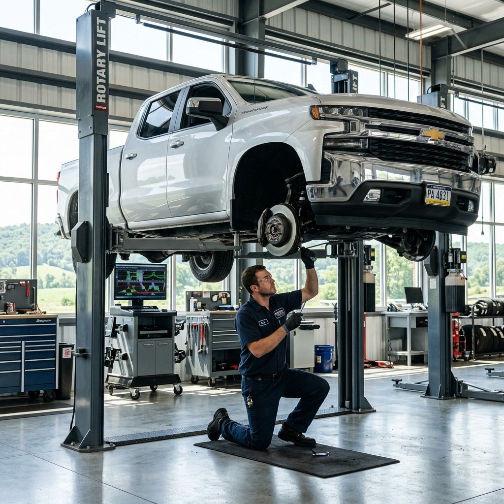 chevy service center reading pa silverado up on lift