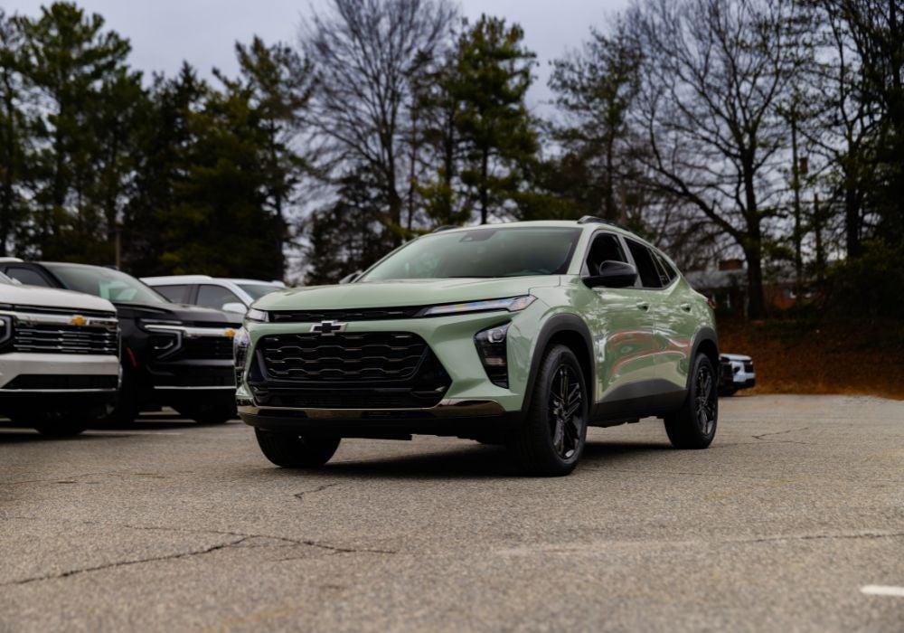 2026 Chevrolet Trax for sale in Winston-Salem, NC. The sub-compact SUV is a light green color.