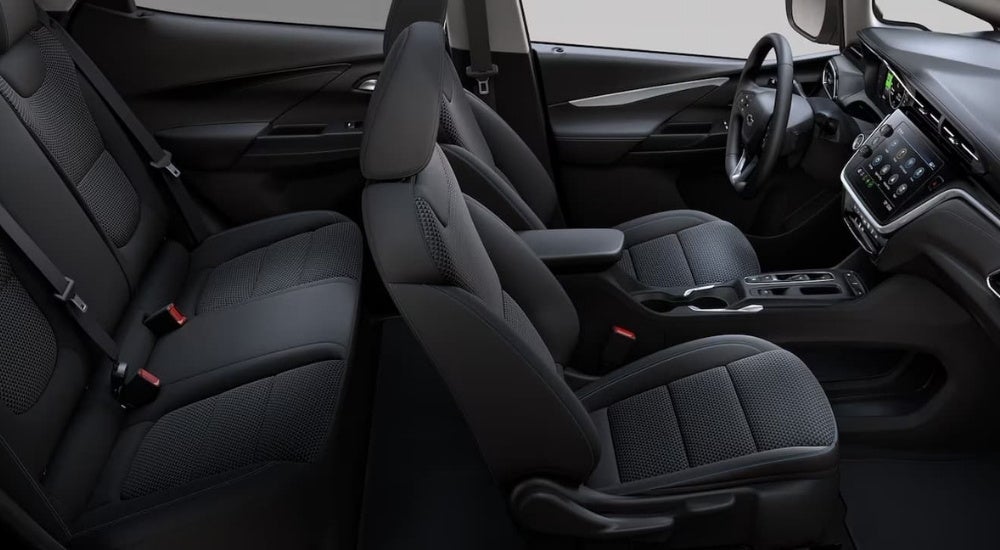 Black seating in a 2022 Chevy Bolt EV.