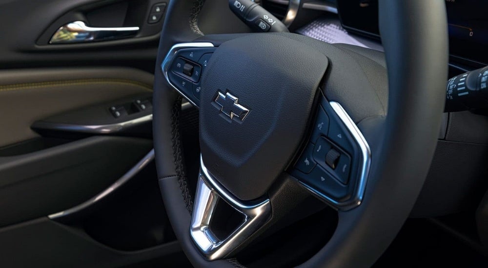 Steering wheel in a 2024 Chevy Trax ACTIV.