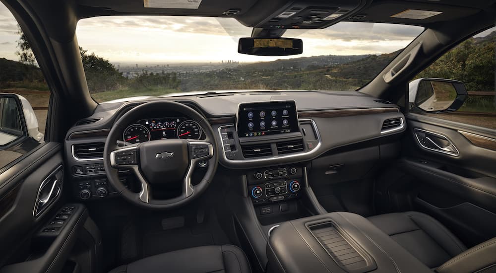 The interior of a 2021 Chevy Tahoe.