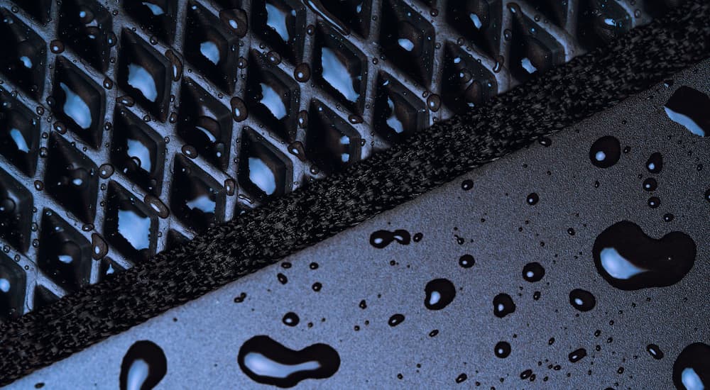 Wet weather mat in a vehicle.