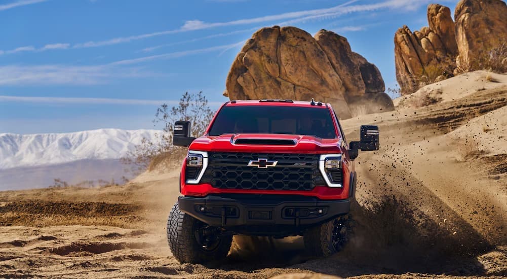 A red 2026 Chevy Silverado 2500 offroad.