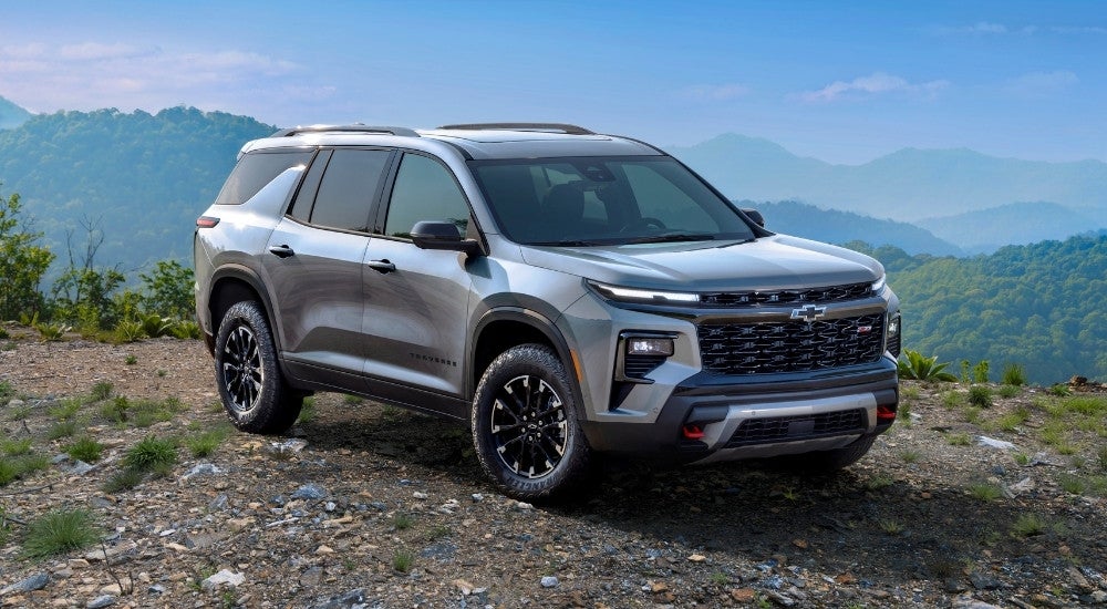 A gray 2026 Chevy Traverse Z71 parked off-road
