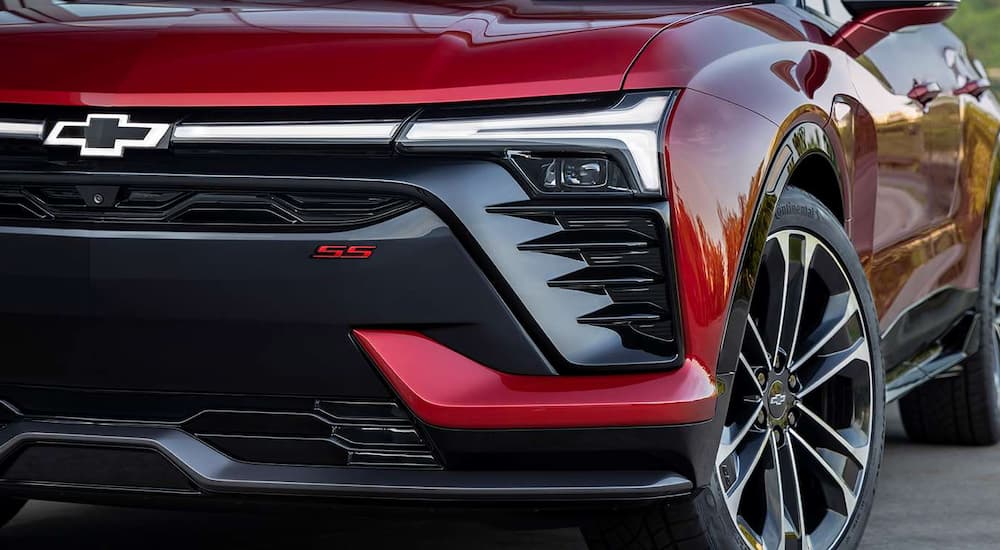 Grille on a red 2025 Chevy Blazer EV SS.