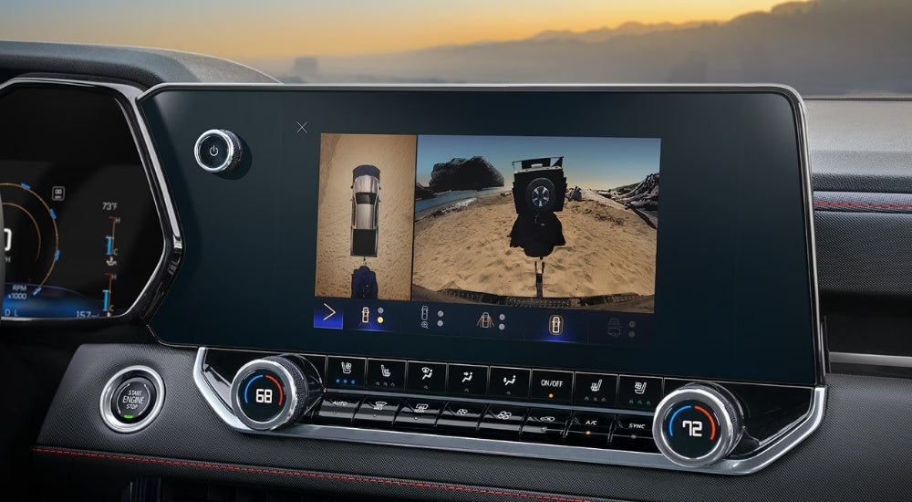 Close-up of the infotainment screen in a 2025 Chevy Colorado