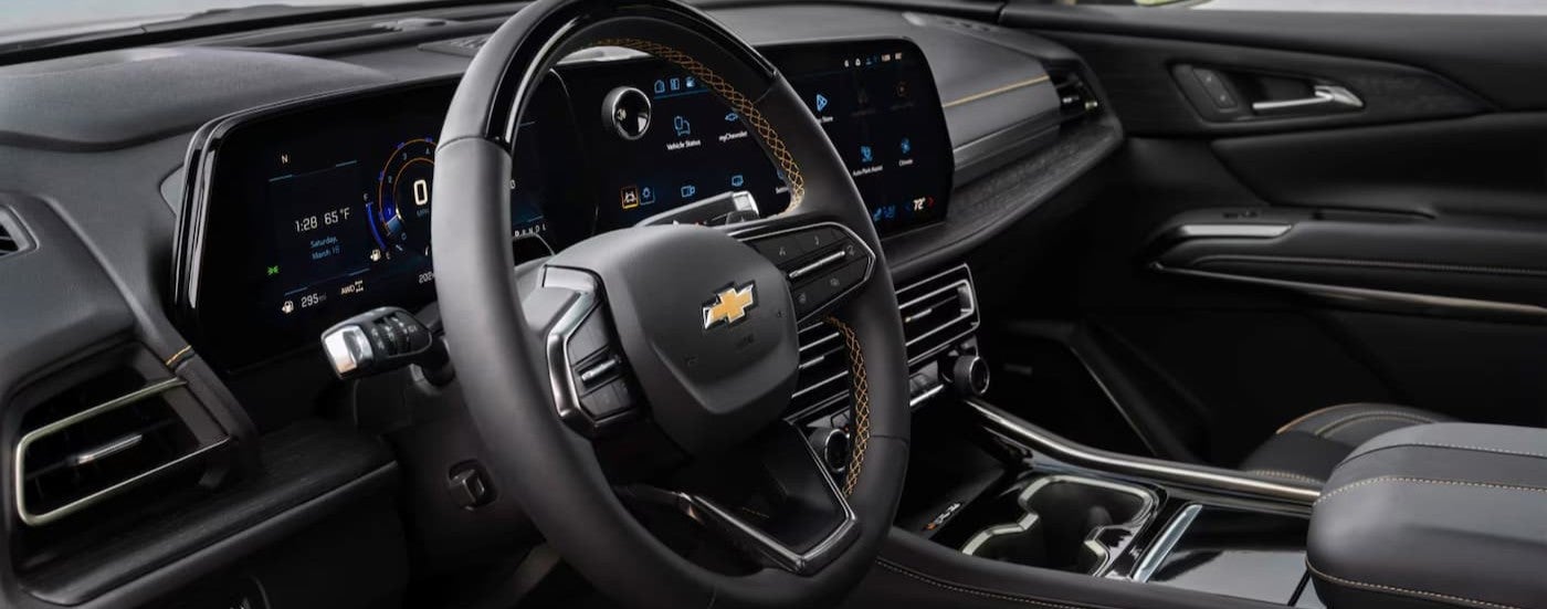 Black dash in a 2027 Chevy Traverse.