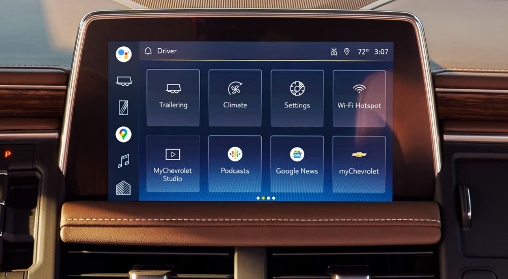 Apps on the infotainment screen in a 2024 Chevy Suburban.