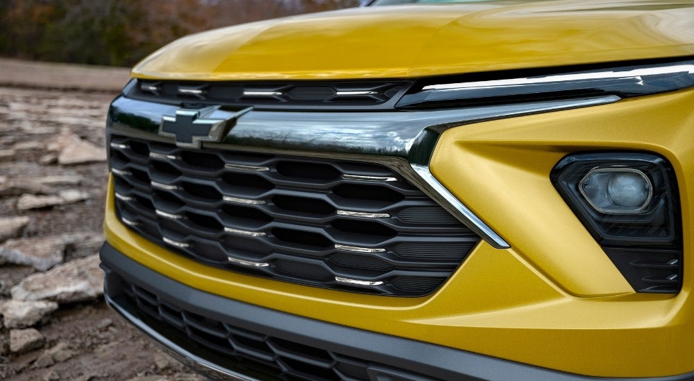 The front end of a yellow 2024 Chevy Trailblazer ACTIV.