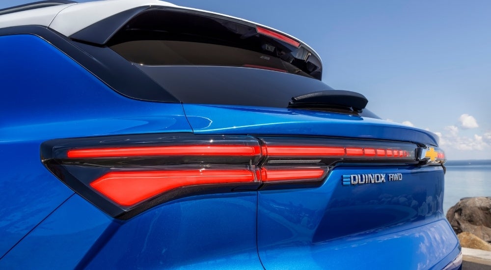 Driver side taillight on a blue 2024 Chevy Equinox EV 3LT.
