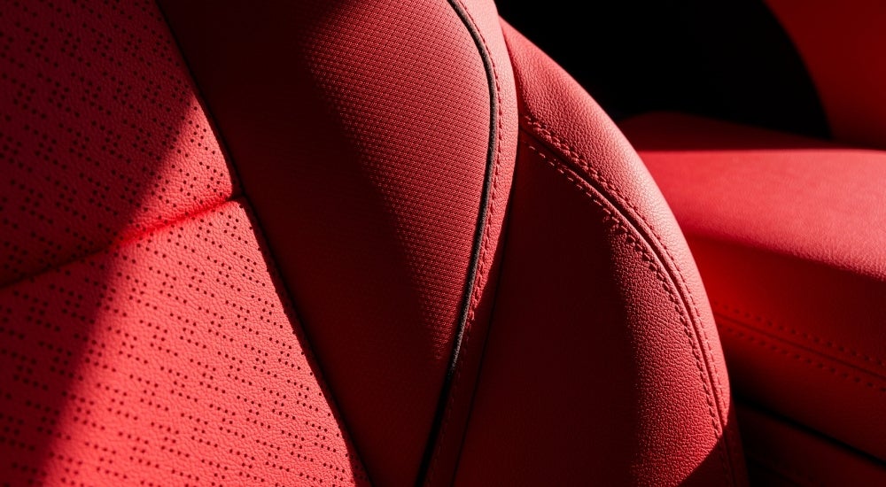 Red leather seat in a 2024 Chevy Blazer EV.
