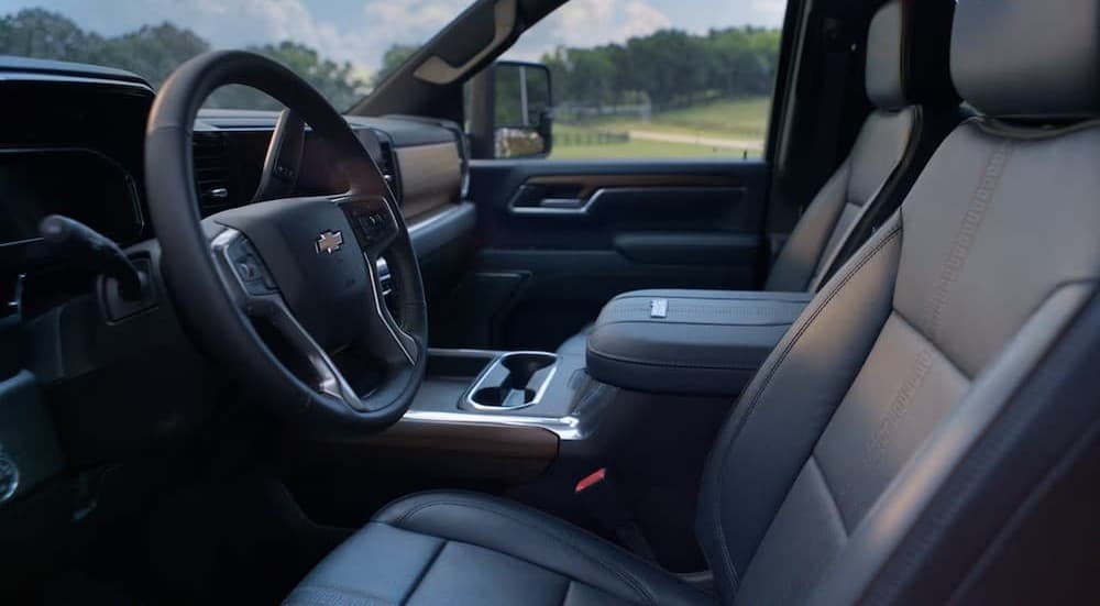 Black interior in a 2025 Chevy Silverado 2500 HD.