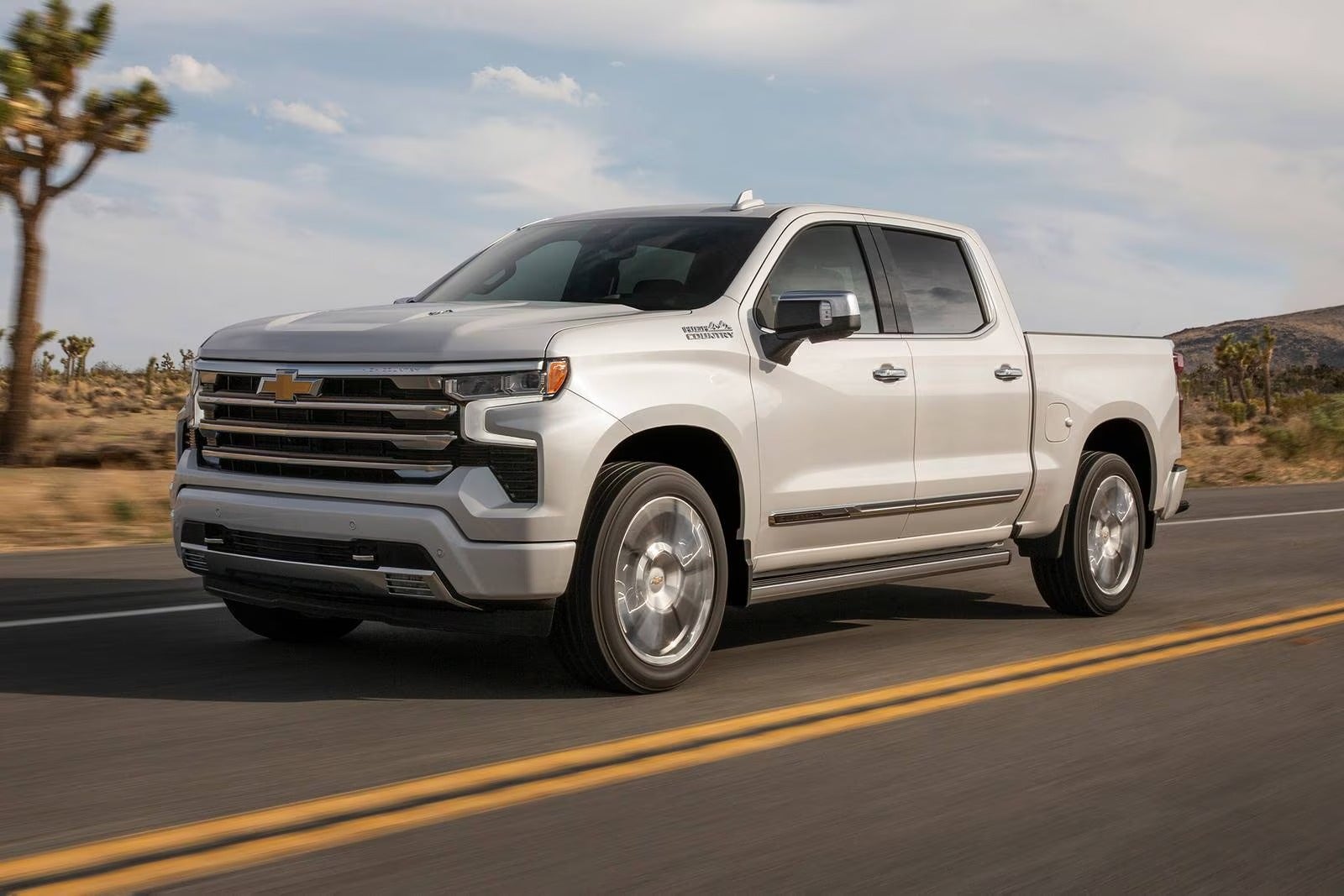 2026 Chevrolet Silverado 1500 crew cab pickup truck on an open road